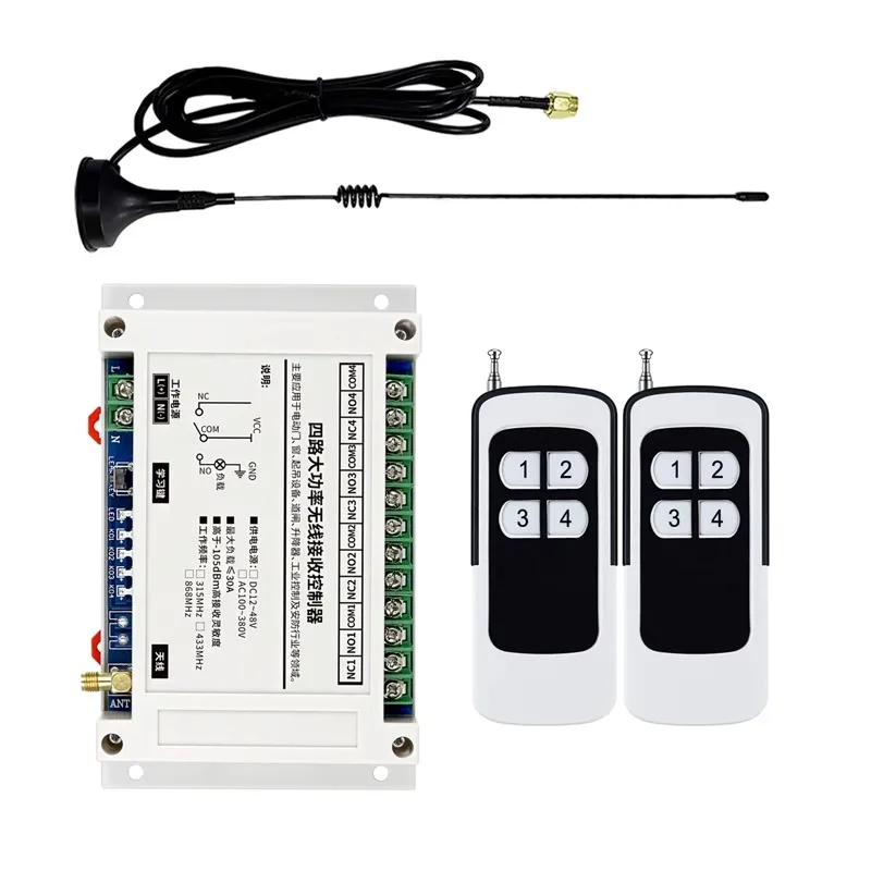 

433MHz DC12-48V 4-way High Power Remote Control Kit for Home Control Lighting Electric Curtains