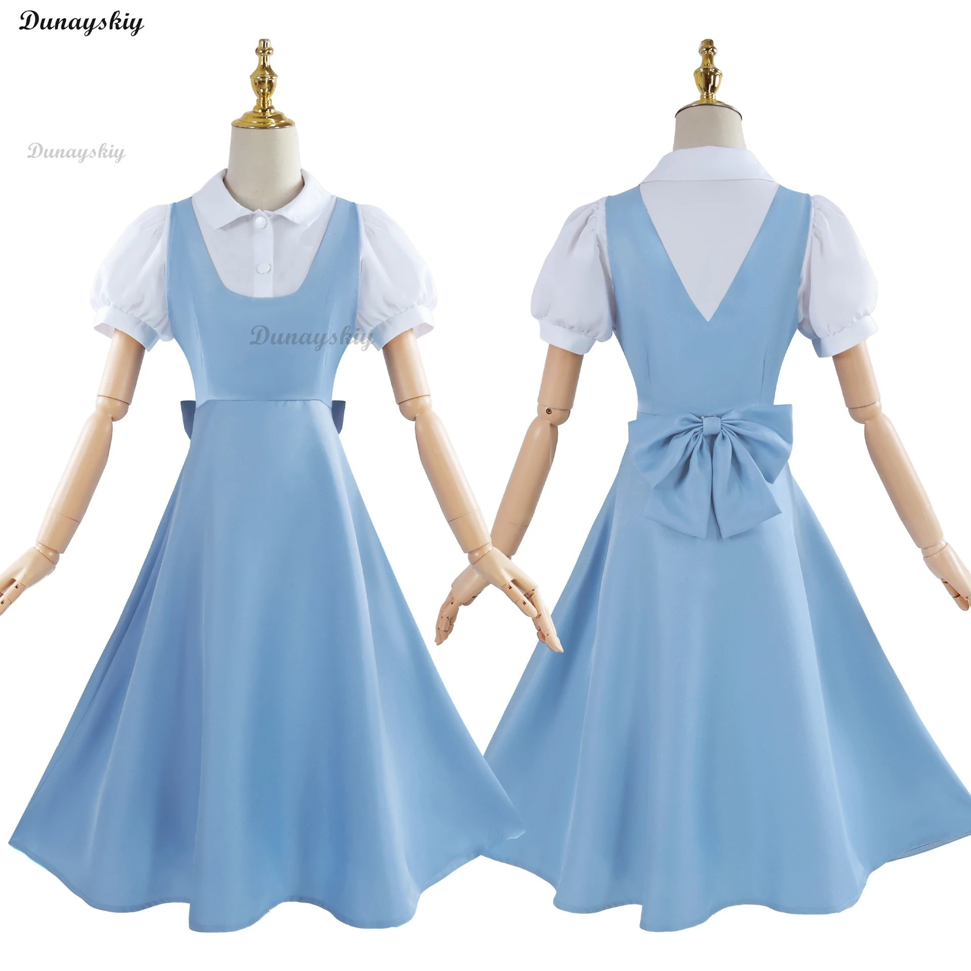 أزياء أنيمي رانما 1/2 أكاني تندو التأثيرية فستان أزرق جميل كرنفال لعب الأدوار بدلة موحدة لحفلات الهالوين مخصصة