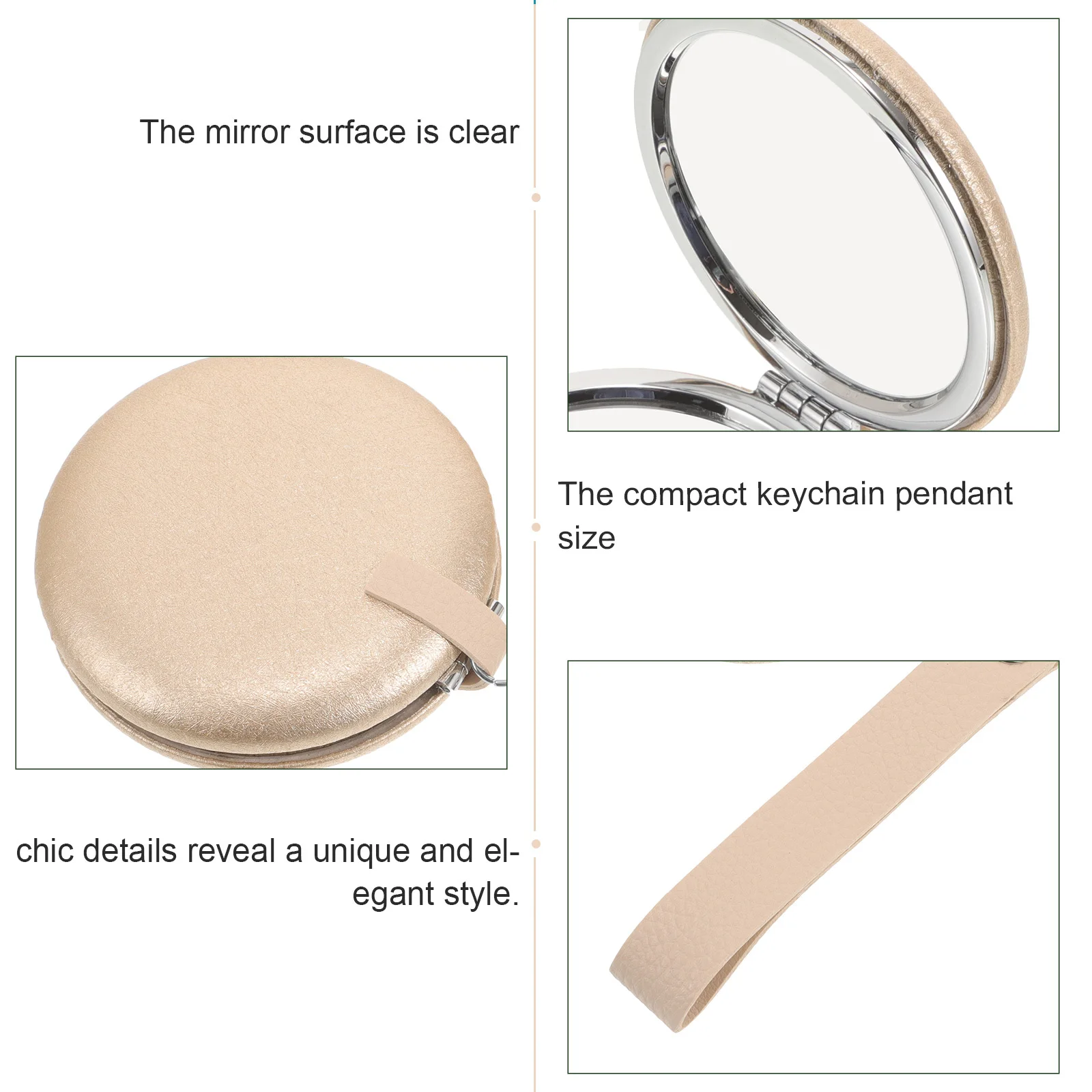 กระจกพกพาขนาดเล็กแบบพับได้สองด้าน 1 ชิ้น สำหรับแต่งหน้า ความคมชัดสูง เงางาม พกพาสะดวก