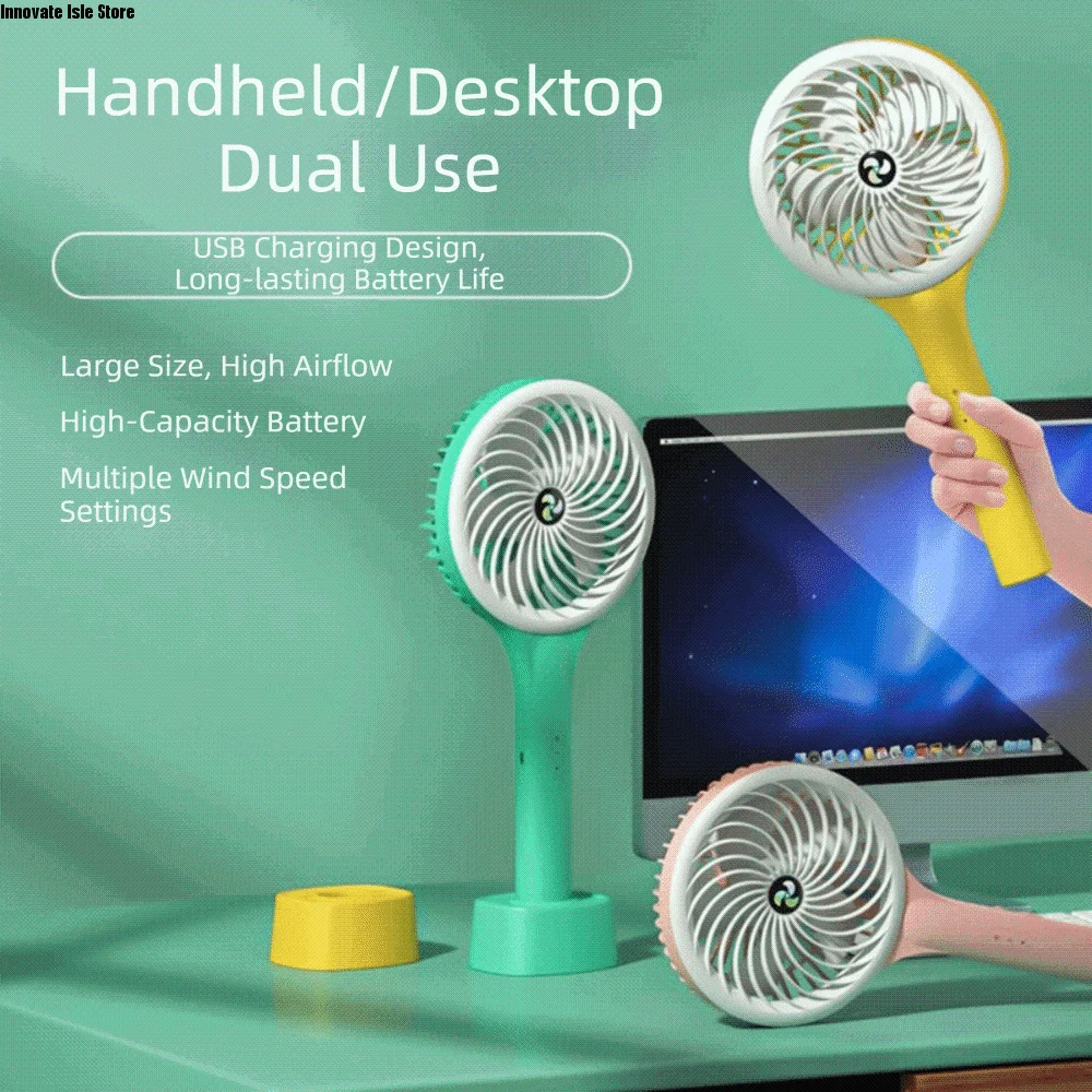 Quiet Operation Portable Electric Fan USB Rechargeable Low Noise Personal Cooling Fan Blower Design 2 Speed Mini Fan Desktop Use
