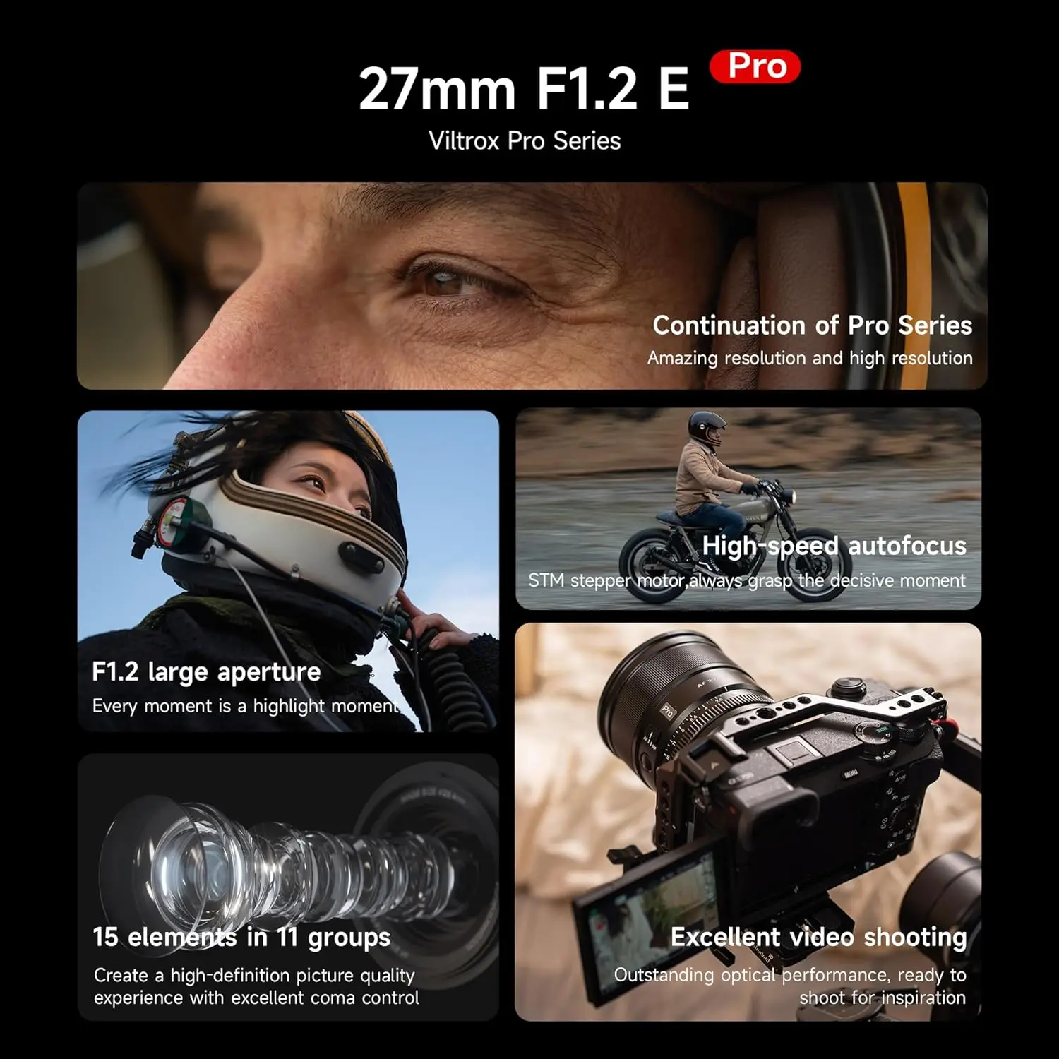 27mm f/1.2 E Lens for Sony E Mount, AF PRO 27mm f1.2 Auto Focus Prime Lens  Mount Mirrorless a7R a7IV a7RIII a