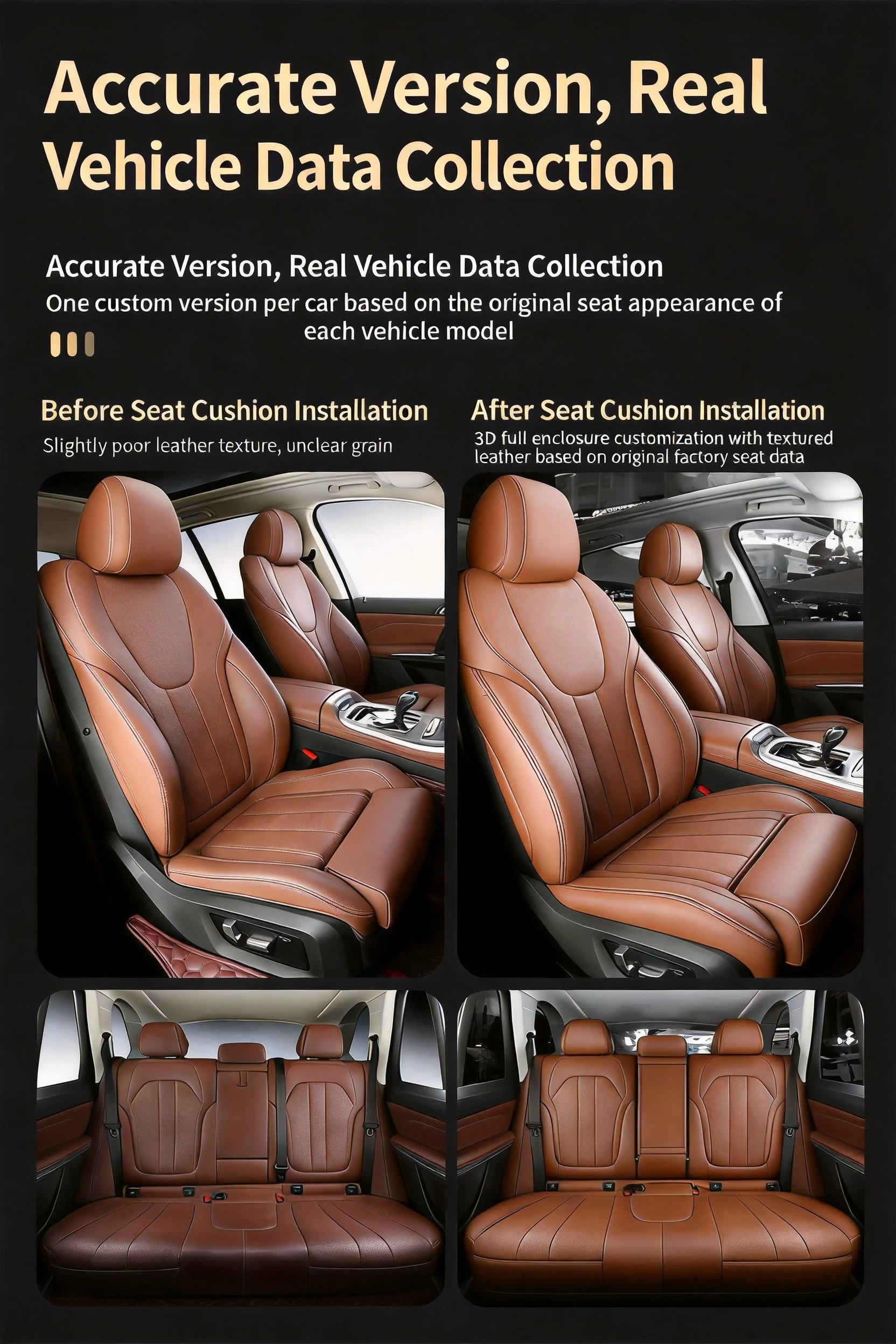 Custom Fit Nappa Genuine Leather Full Enclosure Breathable Perforated Car Seat Covers Protector Cushion
