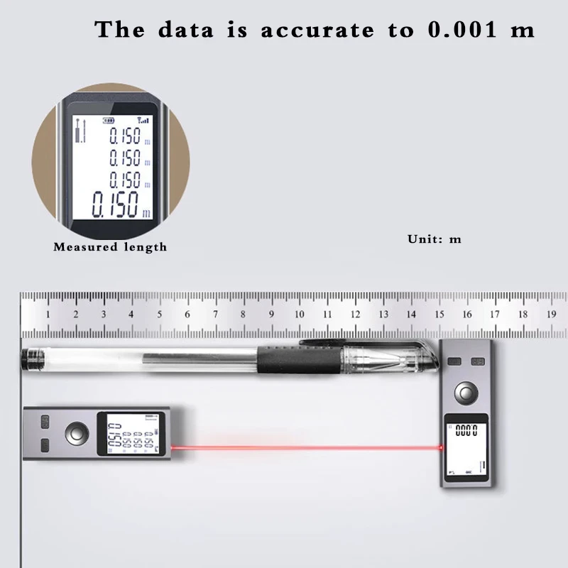 Mini Laser Rangefinder 30M/50M/60M Digital Tape Measure Laser Ruler USB Charge Aluminum Alloy Fuselage Measuring Distance