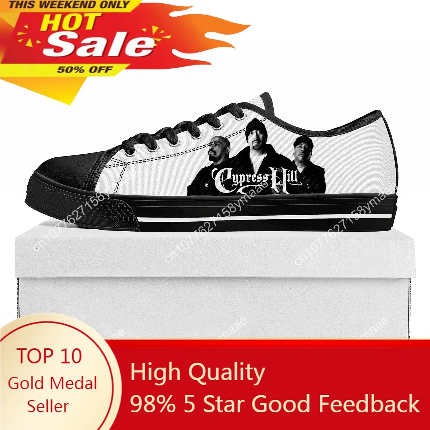 Zapatillas de hip hop de caña baja de Cypress Hill, para mujer, hombre y adolescentes, de alta calidad, color negro, modelo Sunday, de lona, para uso casual, hechas a medida.