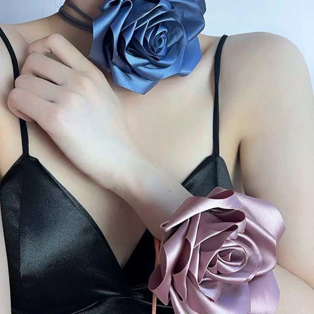 

Flower Rose Choker Belt Fashion Satin Body Chain Necklace Waist Jewelry Waist Chain for Dress Accessories
