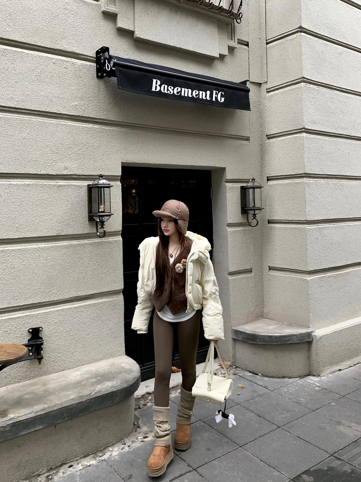 

Chien 90 White Du down Puffer Jaet Women's Thiened ort Bread Sle Casual Loose Fit High Waist Warm Zipper Design