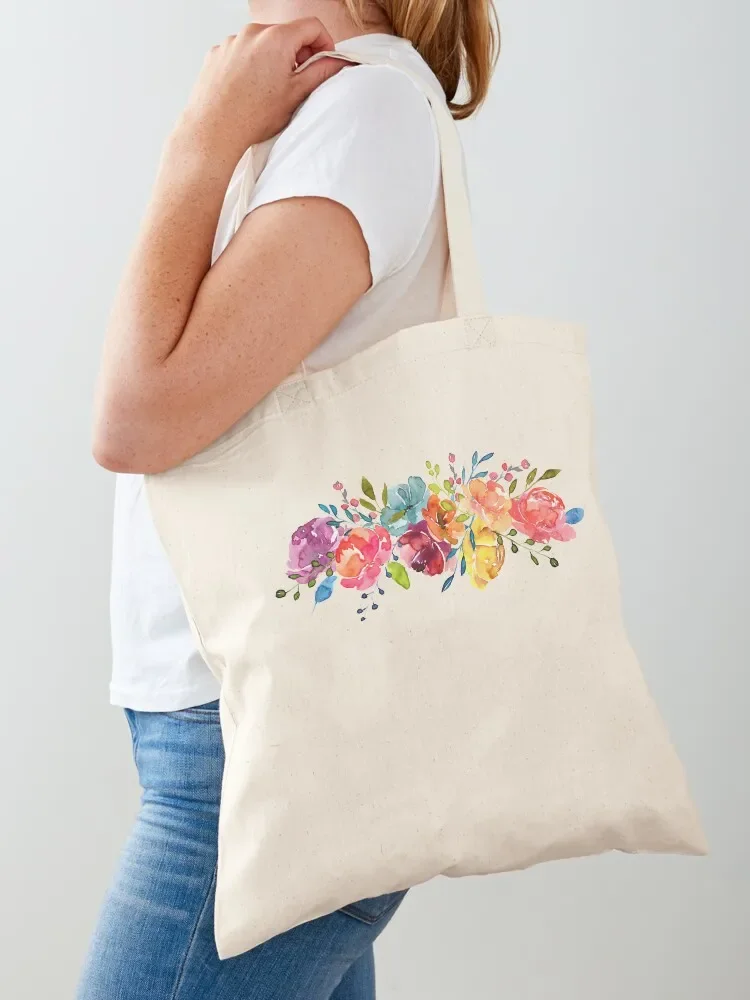 Bright Flowers Summer Watercolor Peonies Tote Bag cute tote bag bag luxury women Canvas stote