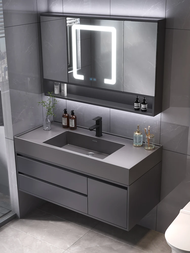 Microlite integrated bathroom cabinet combination folding feng shui mirror washbasin washbasin sink