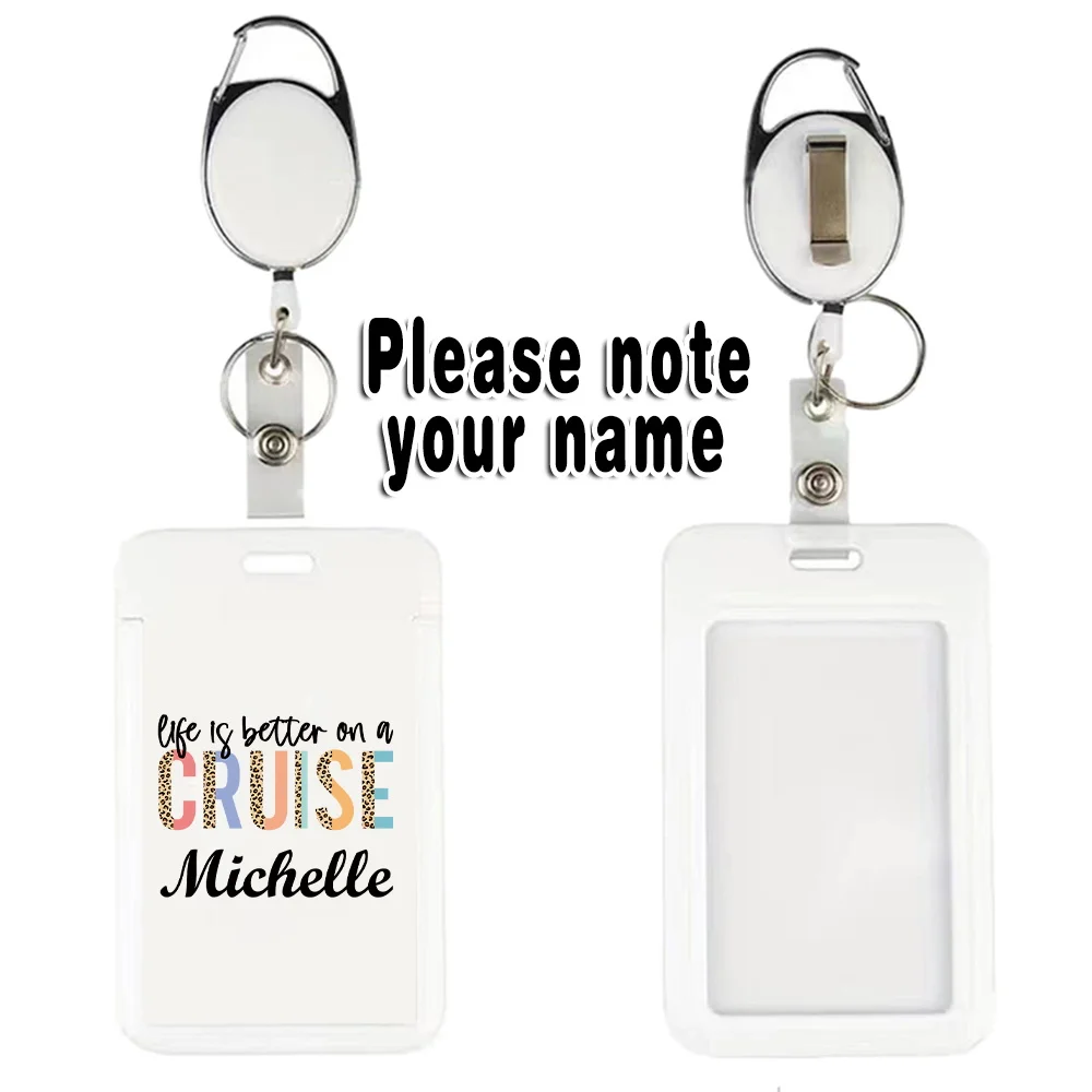 Customized Name Retractable Badge Holder Retractable Keychain Clip Durable ID Card Holder for Office Security Accessories DIY