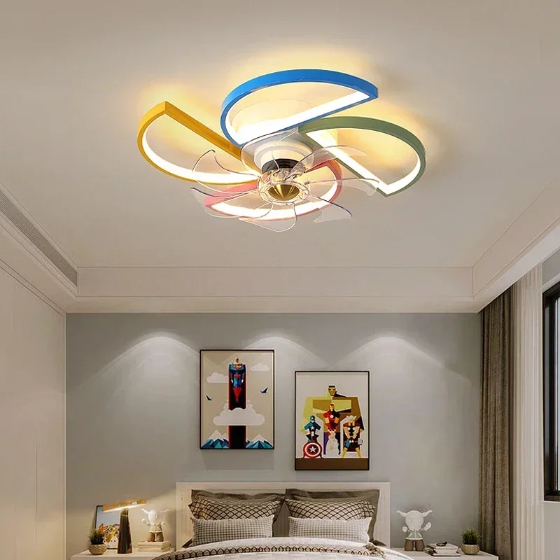 Cute Kids Room Ceiling Fan with Lamp and Remote Control 3 Mold for Selection Colorful Ceiling Fan