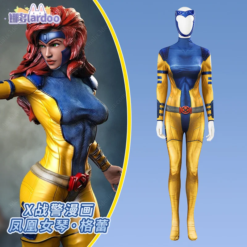 X-Men Jean Grey cosplay kostuum Dark Phoenix bodysuit superheld Zentai party bodysuits voor dames lardoo