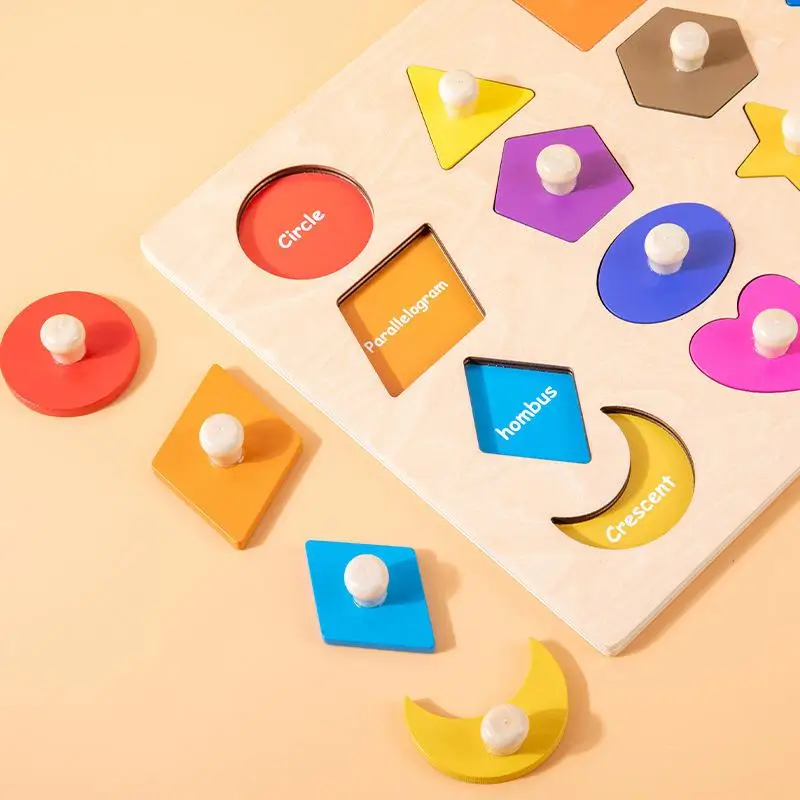 

Montessori Toy Wooden Shape Peg Puzzle, Fine Motor Color Matching Sorting Board, Early Learning Educational Activity Toy Gift