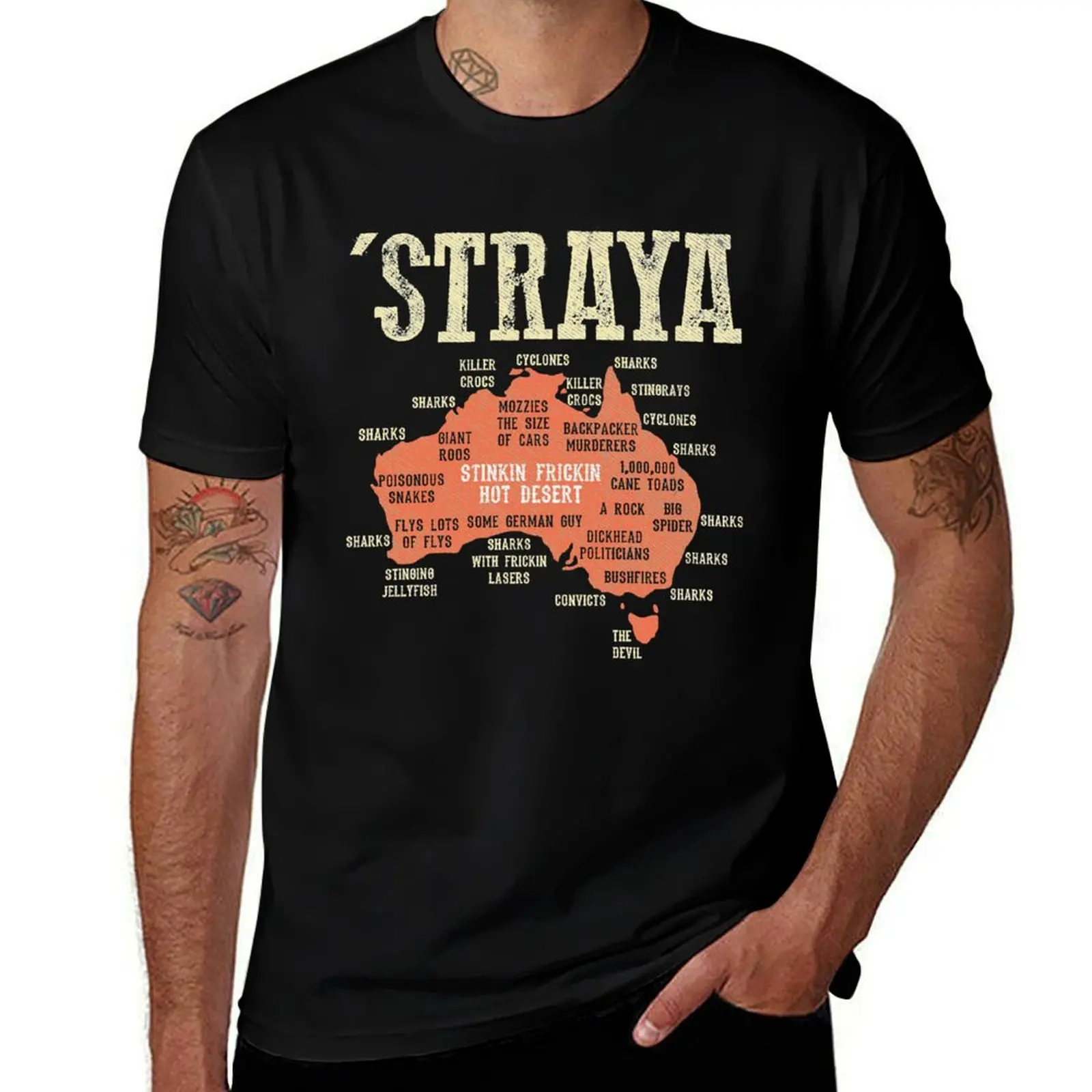 Vintage Aussie Day Straya Australia Map G_x27_day Mate Outback T-Shirt t shirts for man graphic vintage T-Shirt
