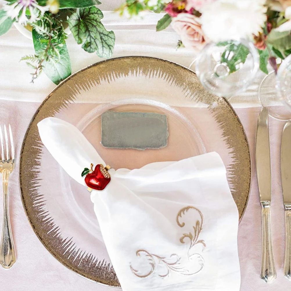 

6Pcs Unique Apple Napkin Rings Decorative Shaped Napkin Holders Practical for Banquets Family Party Dining Table Ornament