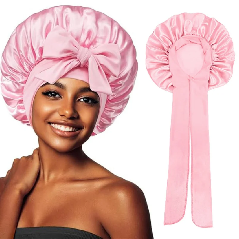 Satin Bonnet Silk Bonnet Adjustable Bonne For Sleeping Hair Bonnet With Tie Band Bonnets For Women Men