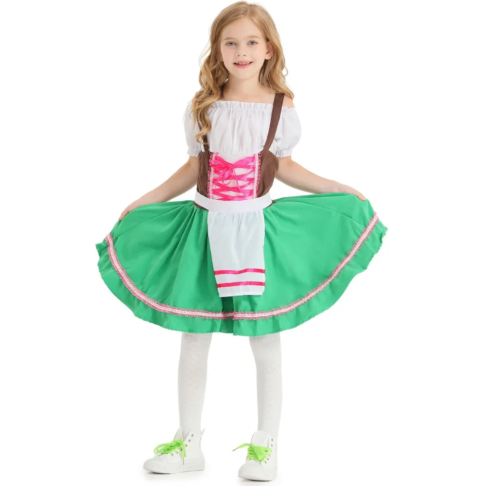 

Umorden Child Kids Traditional German Oktoberfest Beer Girl Maiden Costume Dress for Girls Tween 4-12Y Green
