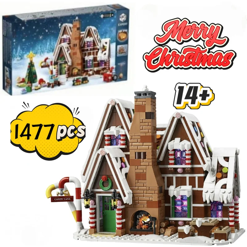 

1477 шт. 10267 Город Рождественский пряничный человечек Лось Пряничный домик Строительный блок Модель игрушки Рождественский подарок