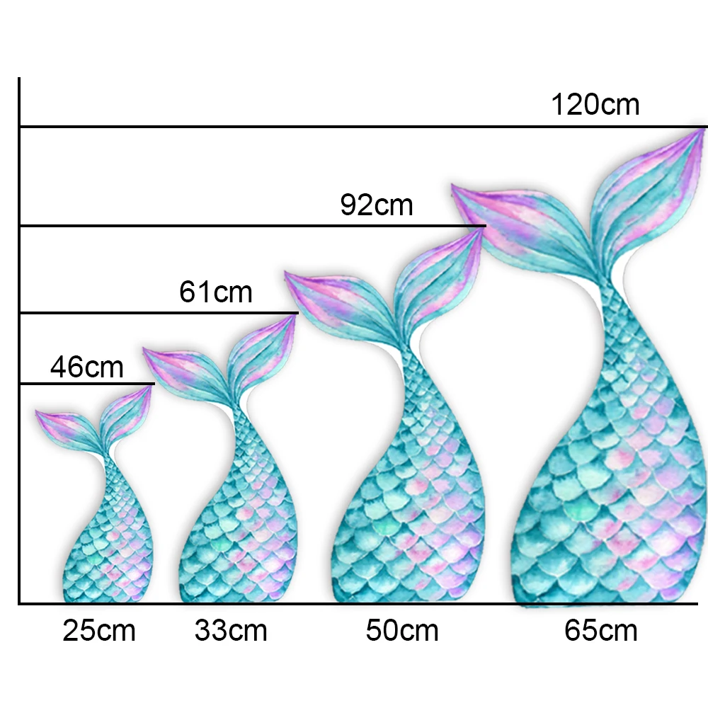 Mermaid Tail Cutouts 46/61/92/120cm Mermaid Theme Party Decorations DIY Little Mermaid Birthday Baby Shower Girls Party Props