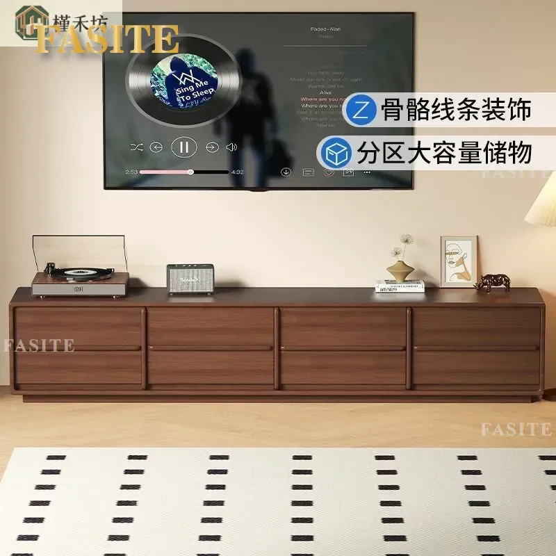 For Modern Solid Wood TV Cabinet Floor to Ceiling Bone Line Design Simple Living Room Furniture Small Apartment Medium