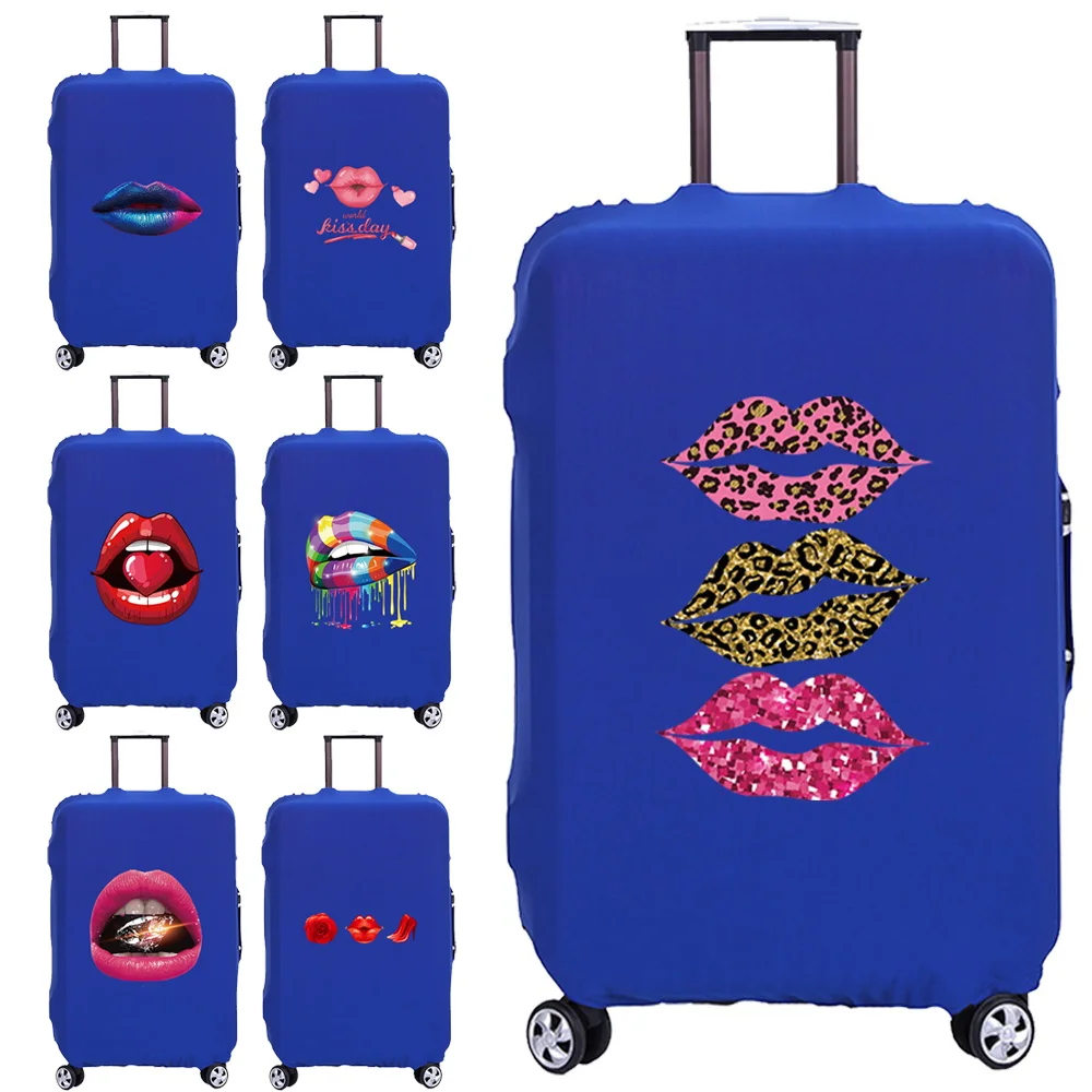 

Travel Essentials Protection Suitcase Case Mouth Print Trolley for 18-32 Inch Traveling Accessories Luggage Protective Cover