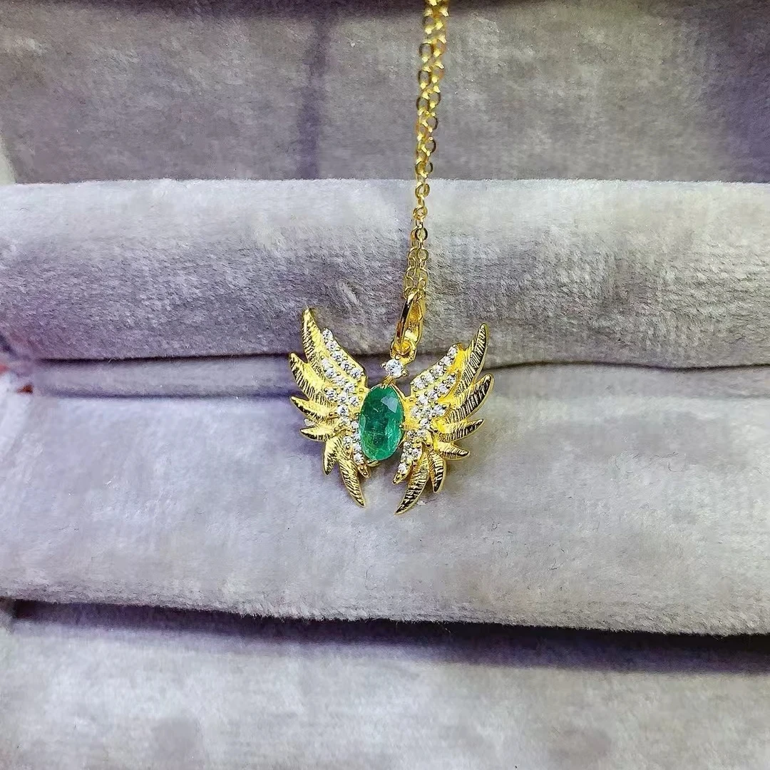 KJJEAXCMY Pure Natural Colombian Emerald S925 silver exquisitely Pendant Full of luster Simple, elegant and high-end Bestseller