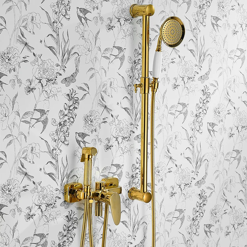 All copper bathroom shower switch hot and cold mixing valve bathtub faucet toilet water heater simple shower set view 2