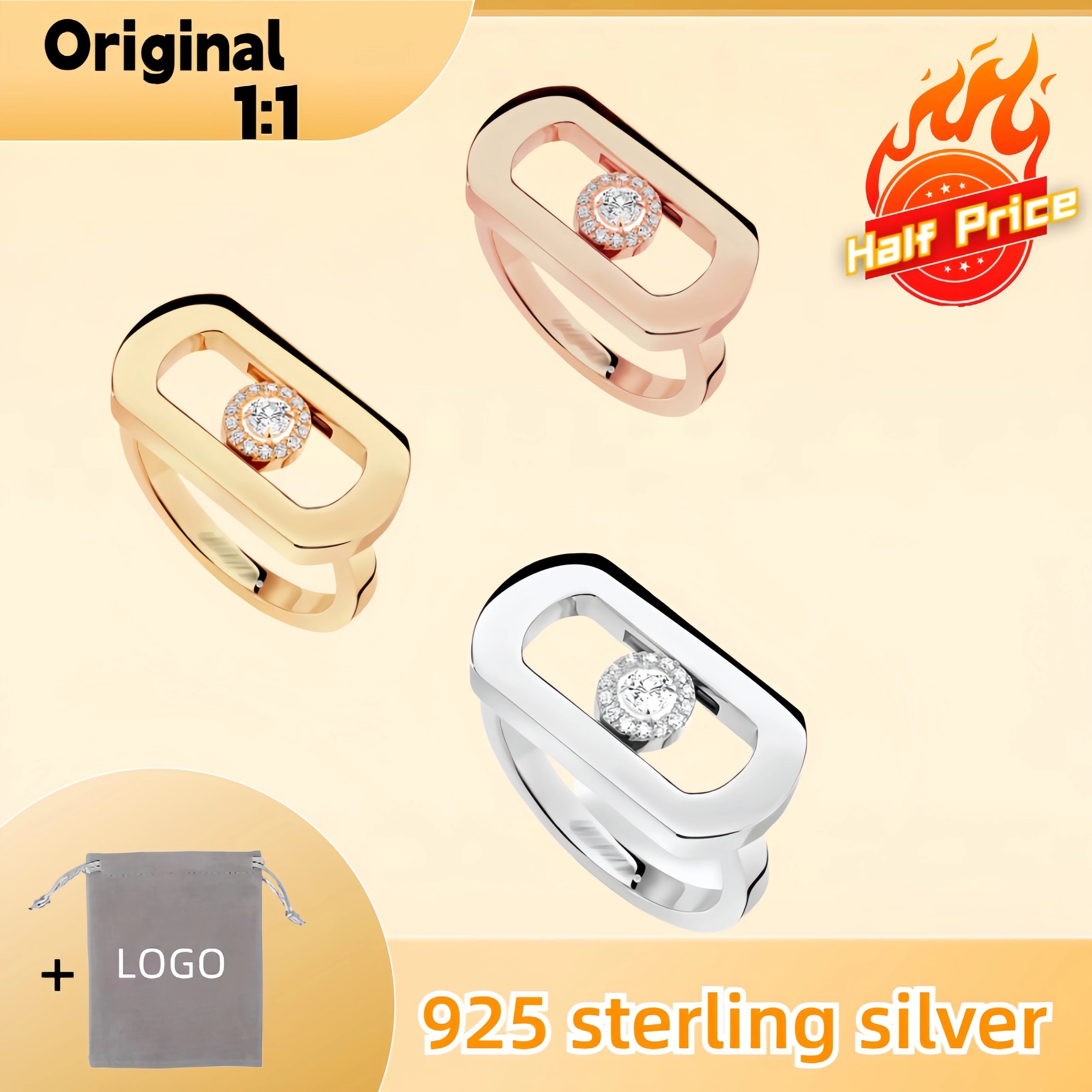 Anillos de circonita de plata S925, simples y elegantes, para uso diario