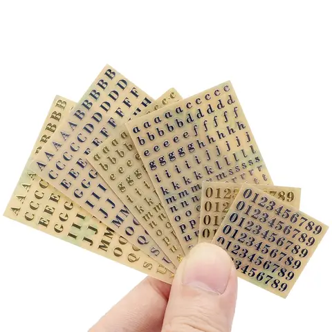 Mini autocollants en alliage de paillettes de 3mm, lettres de l'alphabet et chiffres, pour moulage de résine époxy, décoration, artisanat de bricolage, Scrapbook, 6 feuilles