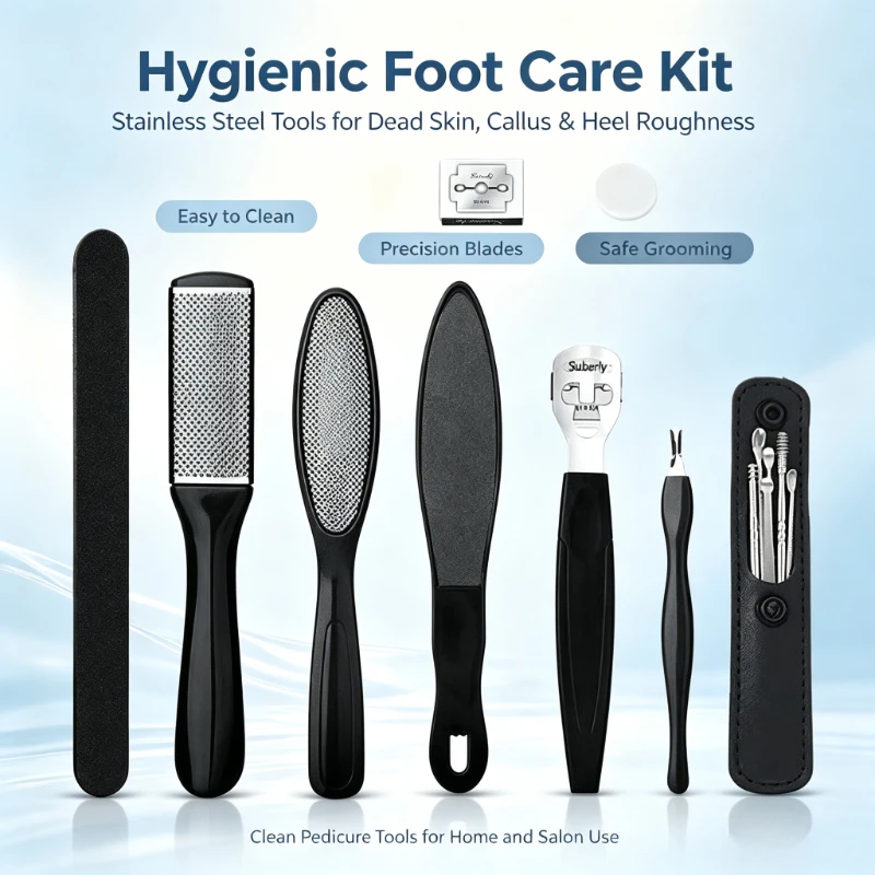 14pcs Pedicure Foot Care Tools Set,Stainless Steel Callus Remover Foot File,Dead Skin Shaver,Cuticle Trimmer,Home Salon Foot Spa