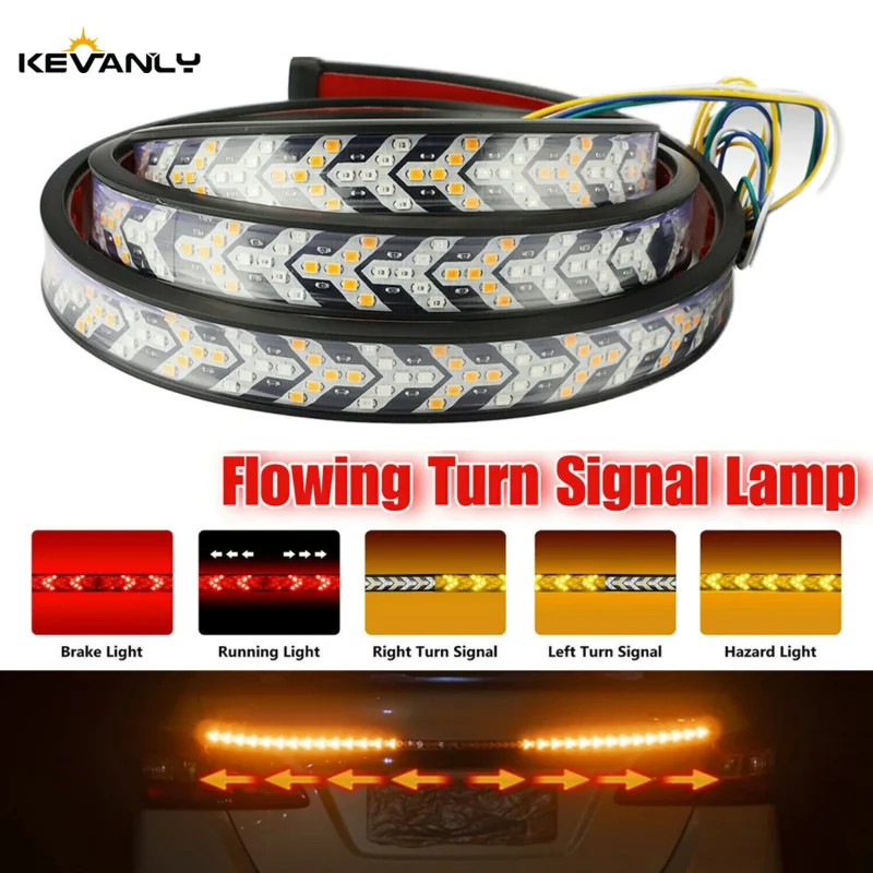 

Car Tail Brake Warning Light Red Brake Rear Taillight Dynamic Sequential Yellow Turn Signal Arrow Flexible LED Strip 12V 24V