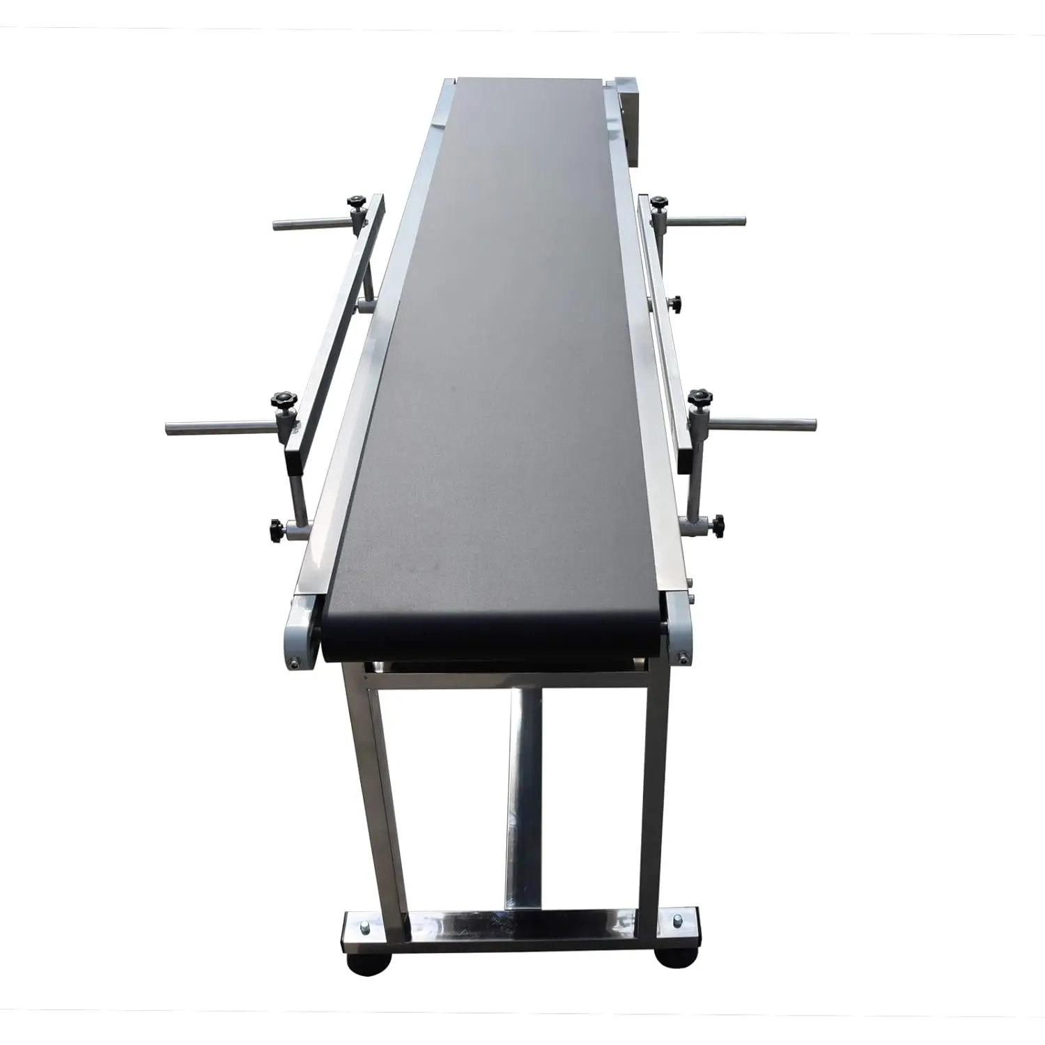 ناقل الحزام المسطح ناقل نقل الحزام البلاستيكي درابزين مزدوج إطارات من الفولاذ المقاوم للصدأ معدات النقل الصناعية