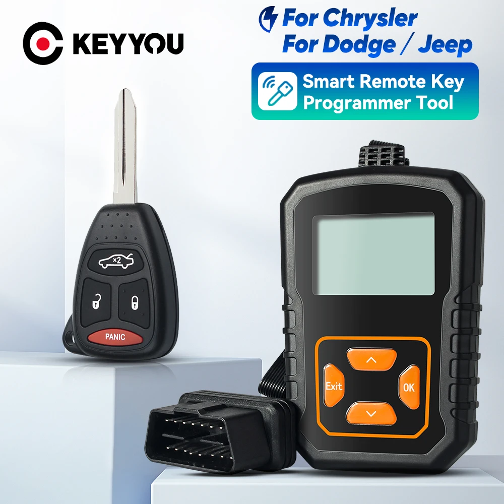KEYYOU Remote Key 315Mhz KOBDT04A Program DIY Key Fob Replacement Kit For Jeep Dodge Chrysler 2004-2012 With OBD Programmer Tool