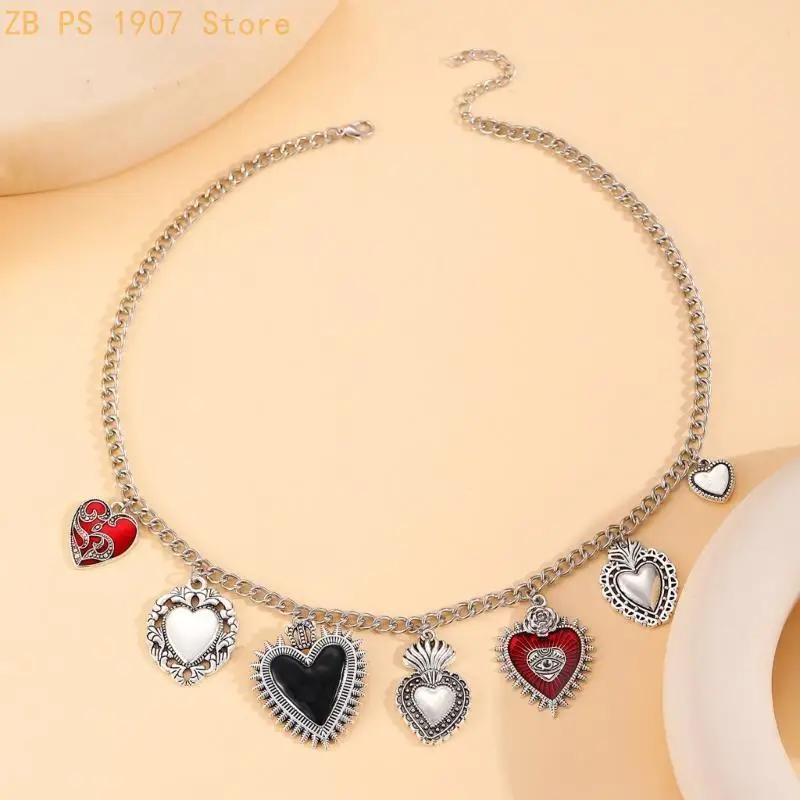 Practical Retro Designs Necklace Showcasing Faith and Love Through Heart Charm 55KA