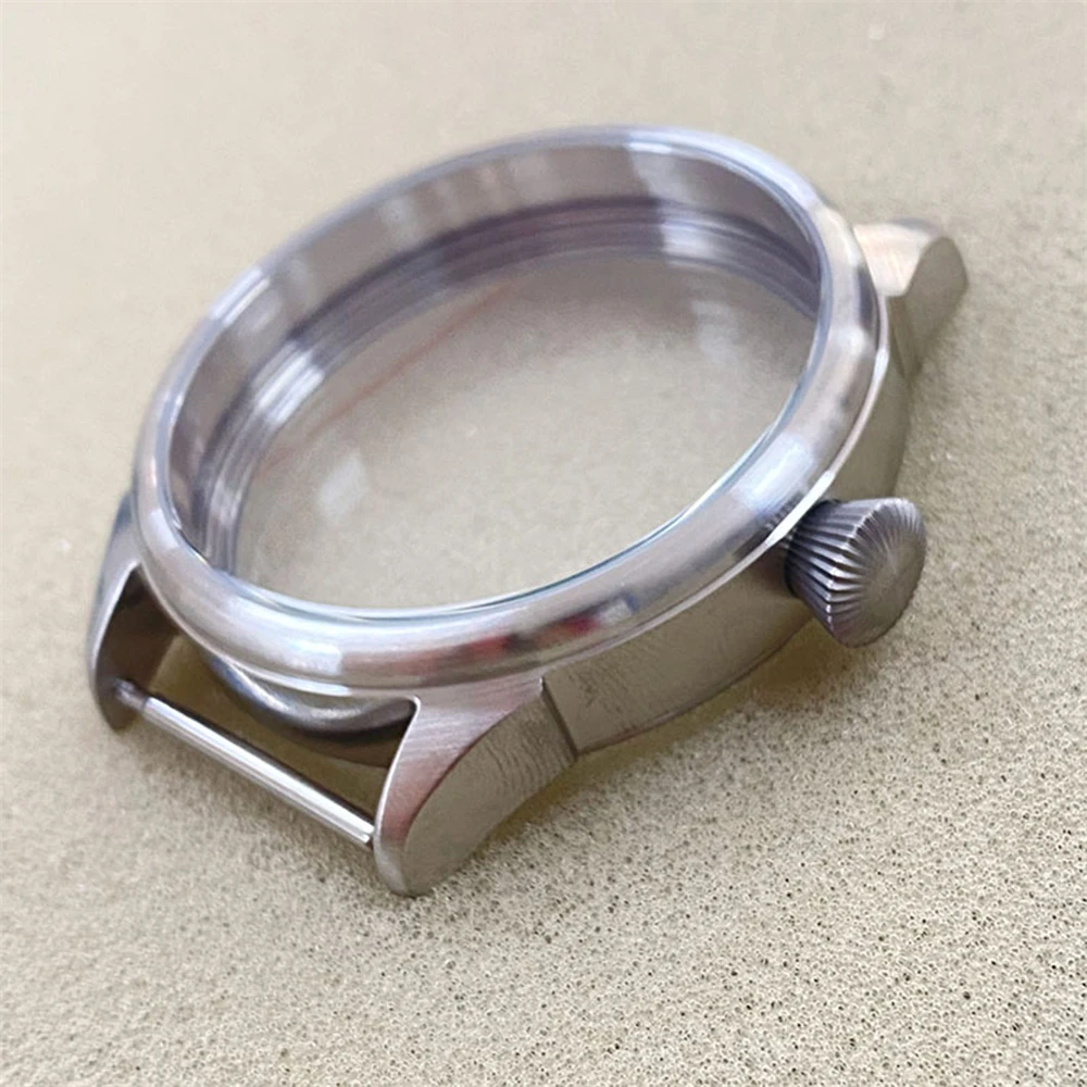 

42mm Stainless Steel Watch Case, for ETA6497 ETA6498 ST3600 ST3620 Movement, Transparent Bottom Cover, Mineral Glass Case