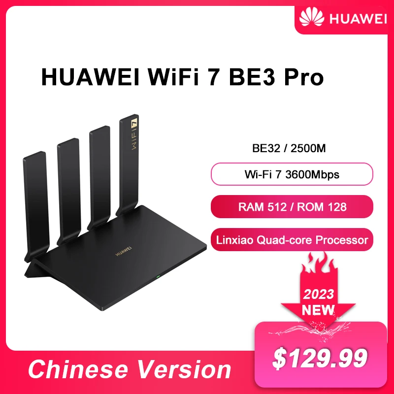 Original Huawei BE3 Pro 2.5GE Wi-Fi 7 Router Dual band Mesh Wi-Fi 7+ 3600Mbps 4k QAM 8 channel signal Wireless Router Repeater