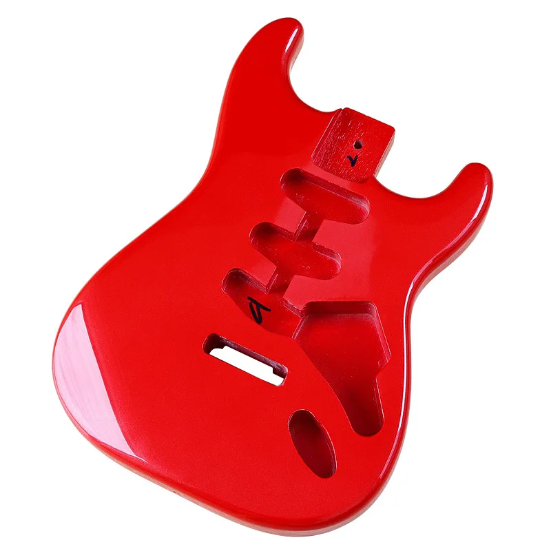 ตัวกีตาร์ไฟฟ้าไม้หยางสามสาย สีแดงเมทัลลิก เงางาม อุปกรณ์ดัดแปลงกีตาร์ DIY สำหรับมืออาชีพ