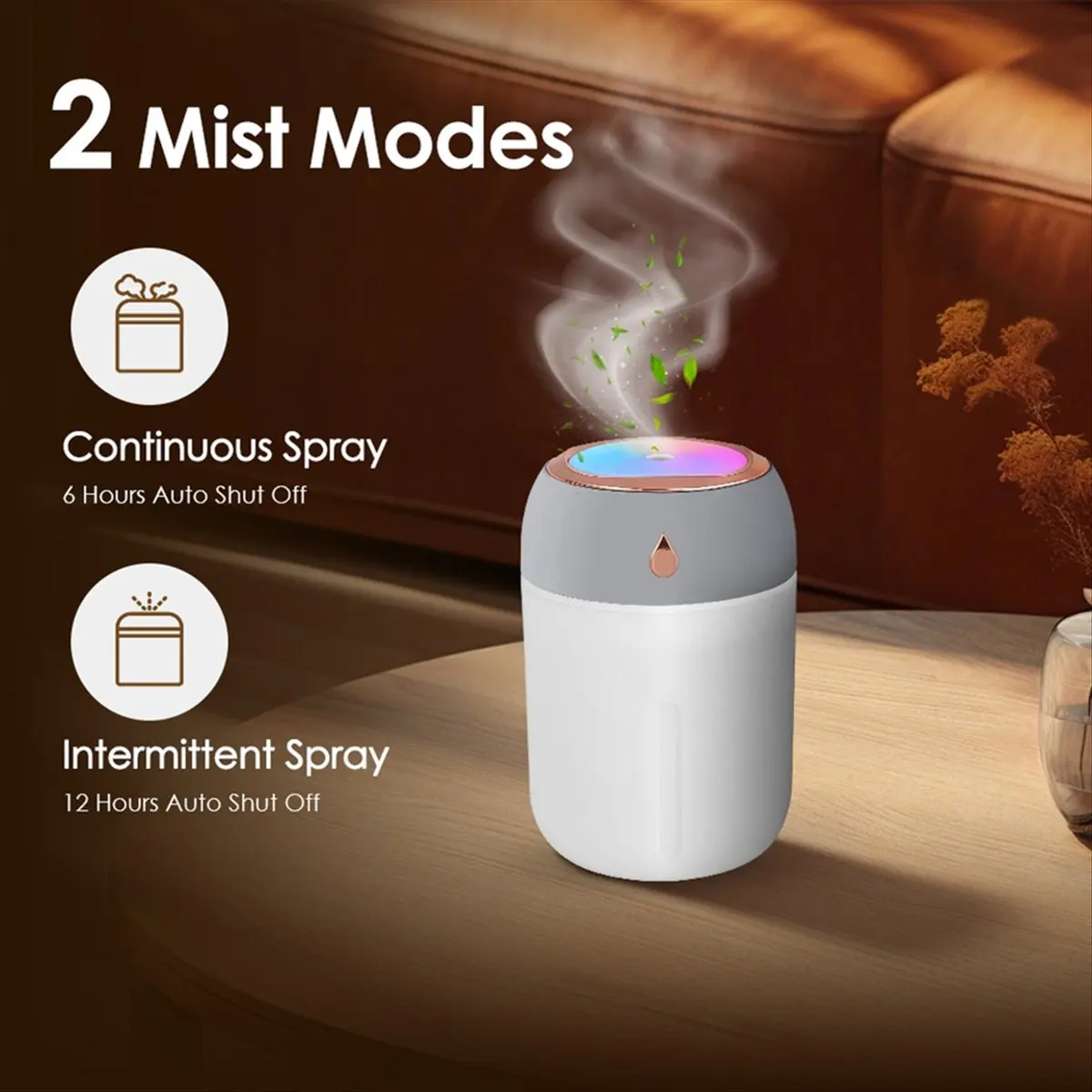 Humidificador de Aire A97G, Difusor de Aroma con Vapor Frío, Luz Nocturna LED, Humidificador USB para el Hogar y la Oficina, Difusor de Aceites Esenciales
