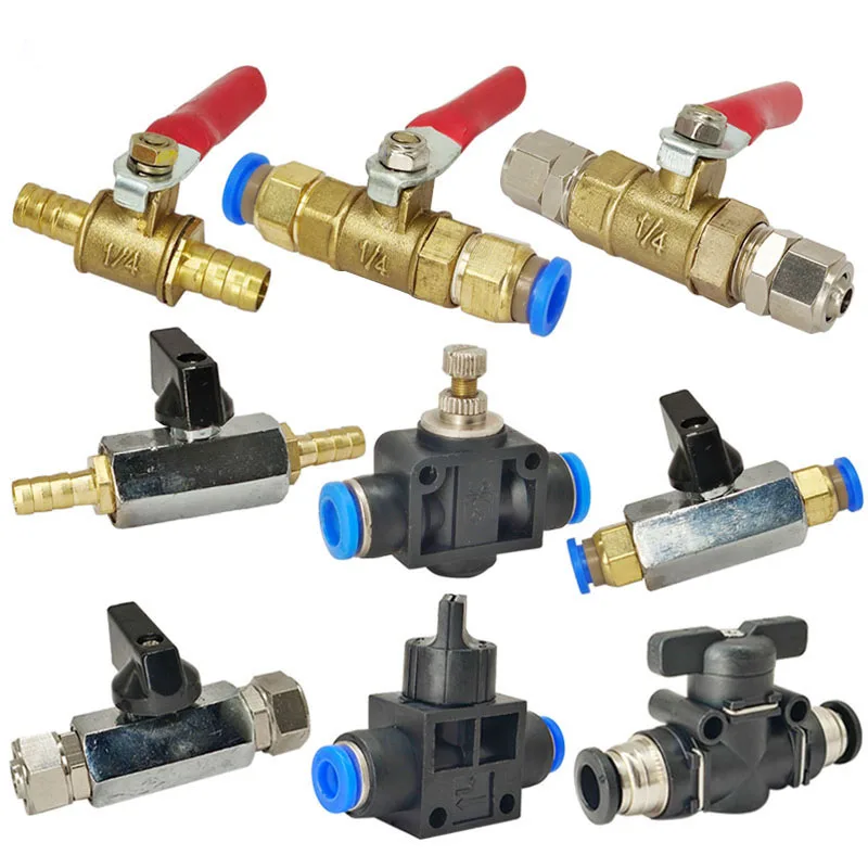 Pneumatic mini Ball Valve Quick Fitting 4mm 6mm 8mm 10mm 12mm Hose Air Compressor Water Gas Oil Shut Flow Control Connector