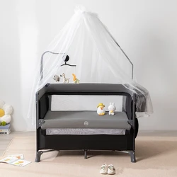 Folding lift crib Moveable splice queen bed for newborn baby portable multi-function cradle crib play bed