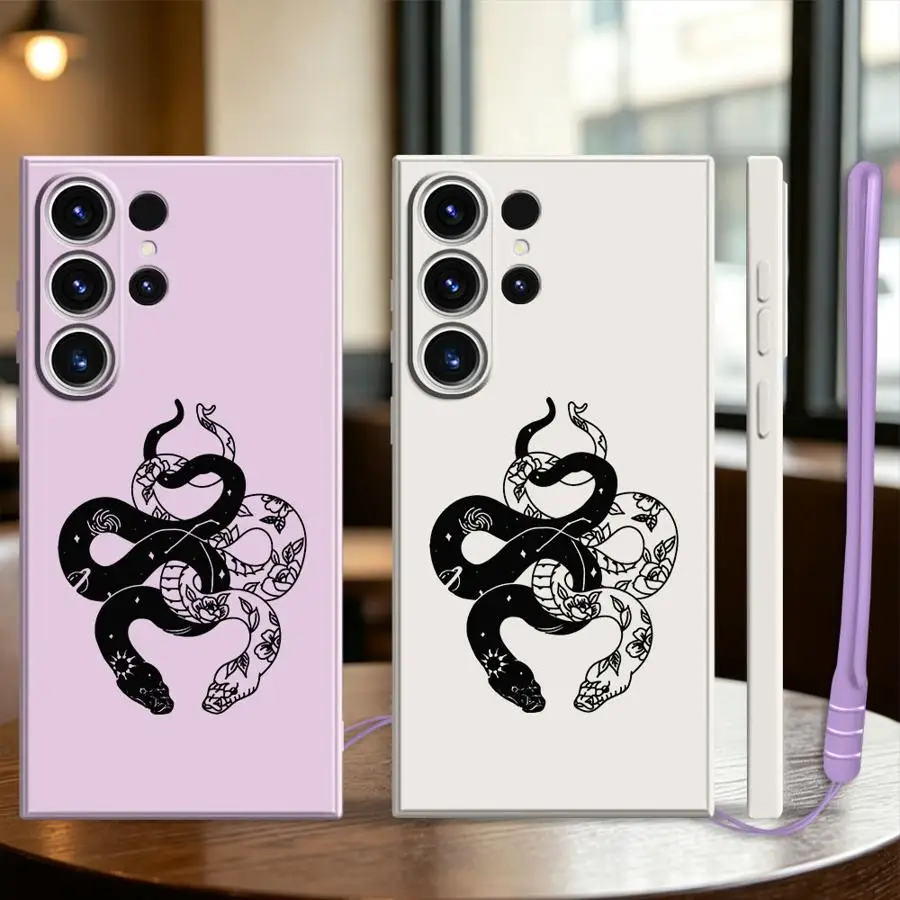 Coiled Snake Print Phone Cover Case for Samsung Galaxy S26 S25 Edge S20 FE S24 Ultra S22 S23 Note 20 10 Ultra S21 Plus