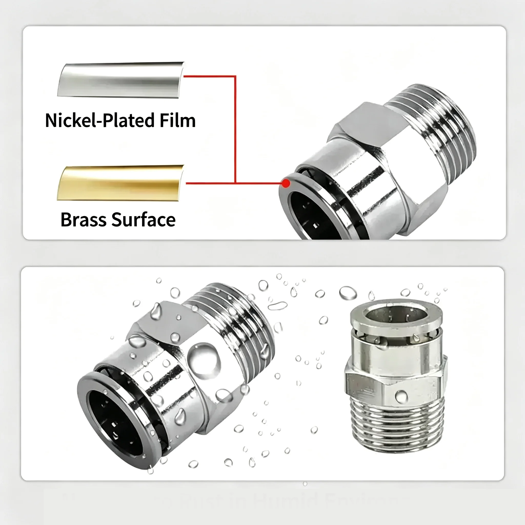 Pneumatic Cylinder Air Tube Quick Fitting PC6/8/10‑01/02/03/04, Full‑Copper Thread Straight Push‑in Metal Connector