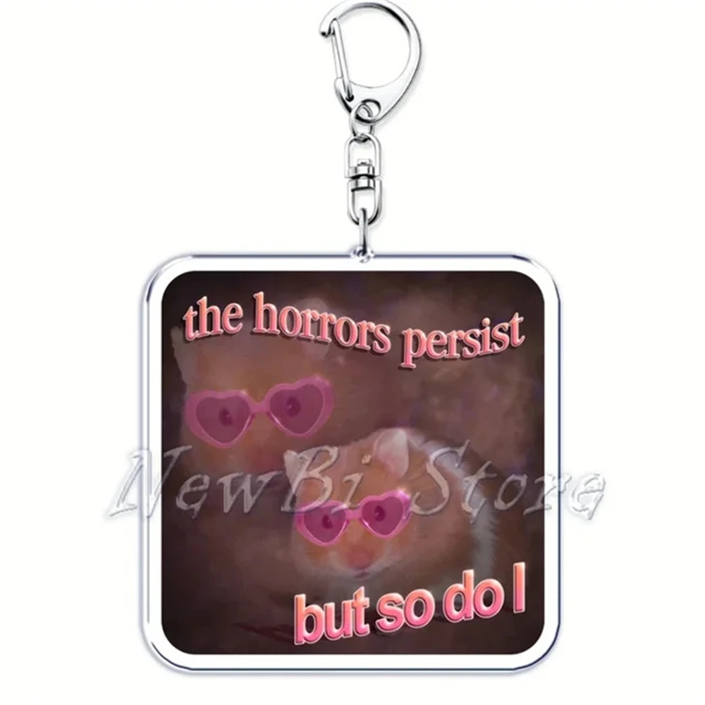 Creative Fun Meme Im Just A Girl Sad Hamster Key Chain Keychain Ring for Accessories Bag Funny Pendant Keyring Jewelry Fans Gift