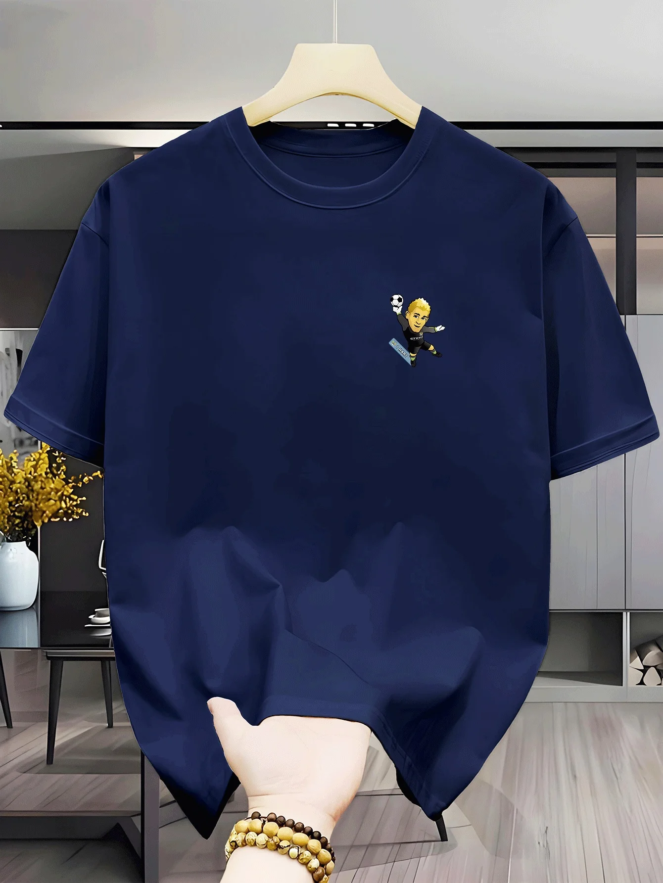 Single Men'S Top Crew Neck Short-Sleeved T-Shirt, Easy-Care, Soft, Summer, Soft to The Touch, Moisture-Wicking, Washable, Breath