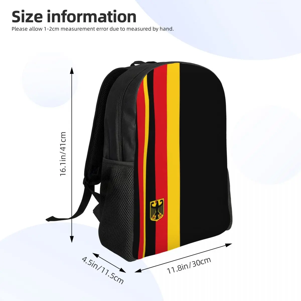 Mochila de arte abstrata personalizada para homens e mulheres, moda Bookbag para escola universitária, bandeiras alemãs, águia alemã sacos