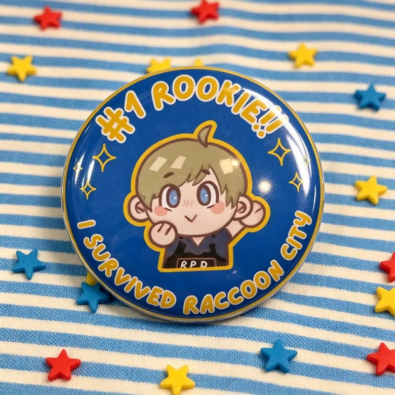 Leon Kennedy Round Button Badge Resident Evil I Survived Raccoon City Pin Cosplay Accessory Game Fans Collectible Jewelry Gift