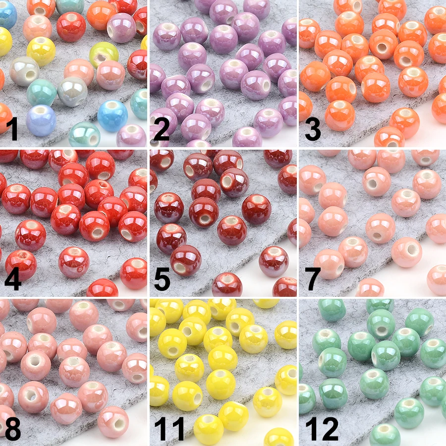 30pcs Round Ceramic Beads 6mm Mix Colors For Jewelry Making Bracelet Necklace Earring DIY Hole Beads Accessoires