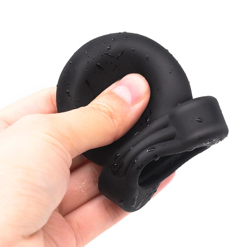 Men's Electro Shock Glans Trainer Massage Cup Penis Stimulator BDSM Bondage Delay Training Masturbator with Cock & Scrotum Sleev view 5
