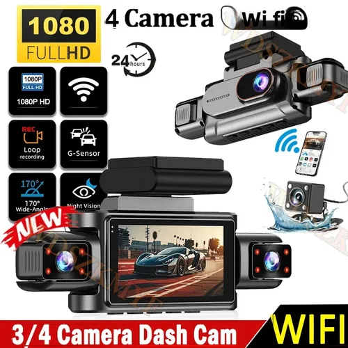 Imagen 1 del producto 360 ° Cámara automática grabadora de vídeo 1080P lente 3/4 WIFI DashCam para coche DVR caja negra visión nocturna 24H Monitor de estacionamiento asecoria de coche