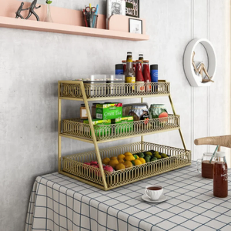 Kitchen Against The Wall Dining Table Storage Cabinet Table Top Storage Rack Snack Rack Bar Shelf Iron Dust Proof