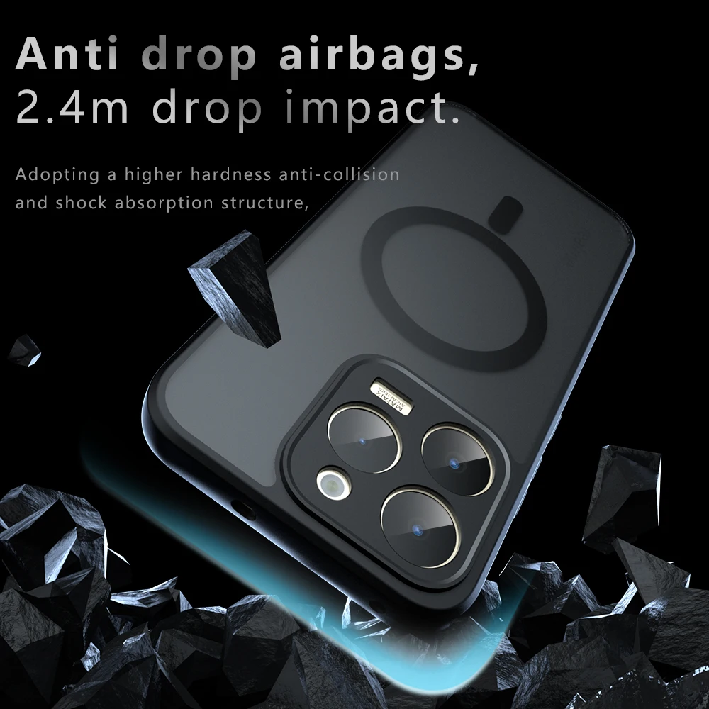 Per Realme 15T Custodia Nuovo Semplice Sensazione Della Pelle Smerigliato Magnetico Airbag Anti-Goccia Della Copertura Per Realme 15T Antiurto Paraurti Funda